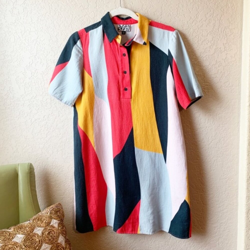 Dusen Dusen Abstract collar button up shirt dress